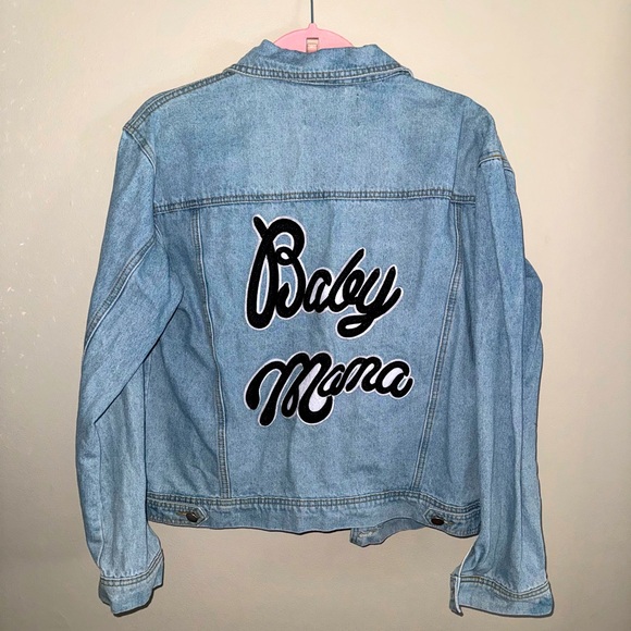 Like new, Fashion Nova, “baby mama” Jean jacket, size small - Picture 5 of 6